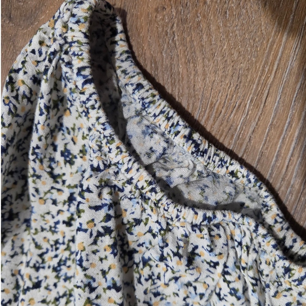 Sonoma Goods For Life Floral Tiered Midi Dress Blue White Linen Blend XXL - Picture 5 of 8